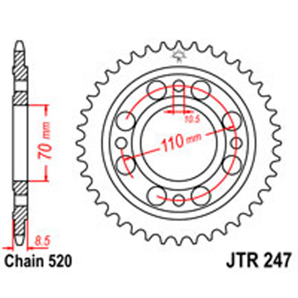 JT JT Rear Sprockets R/W 247-35T HON